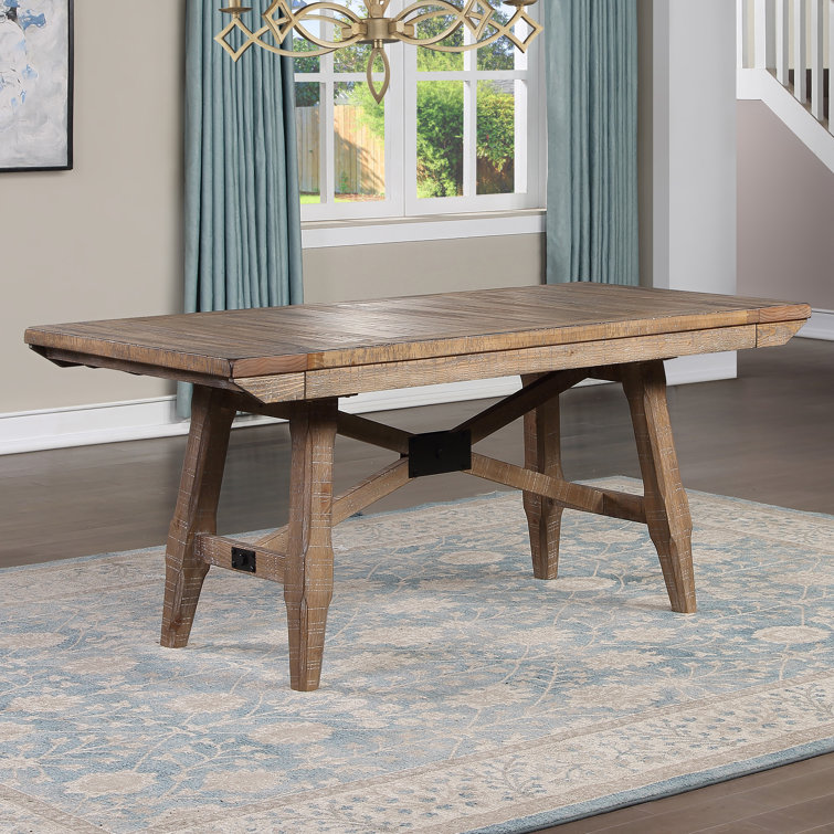 Rosalind Wheeler Extendable Solid Wood Trestle Dining Table | Wayfair